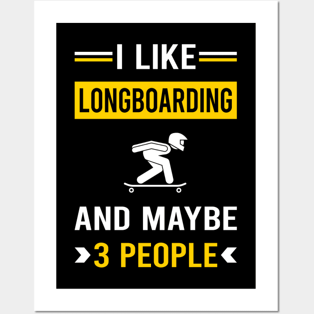 3 People Longboarding Longboard Longboarder Wall Art by Good Day